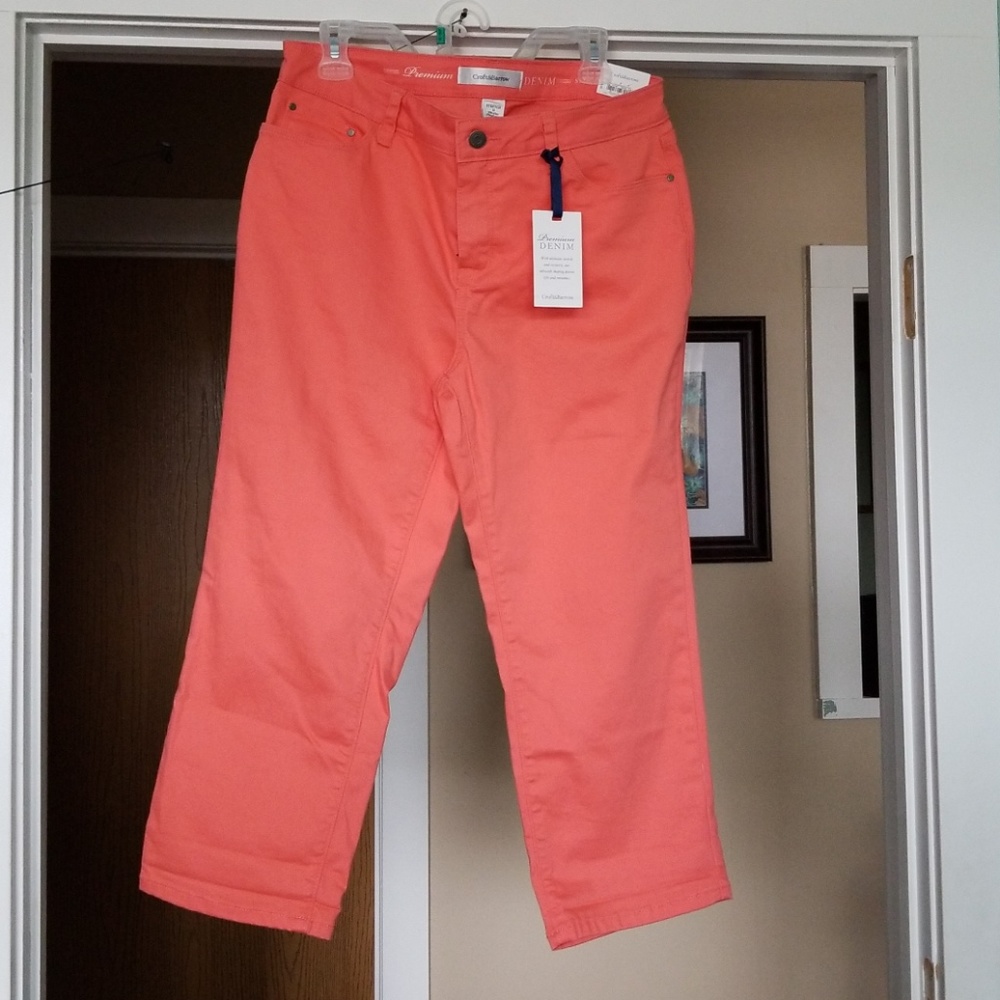 NWT Croft & Barrow Coral/Salmon denim capris